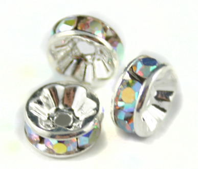 (image for) JFROS/STRAIT 5mm Silver Plated Crystal AB Rondelle PQ 10